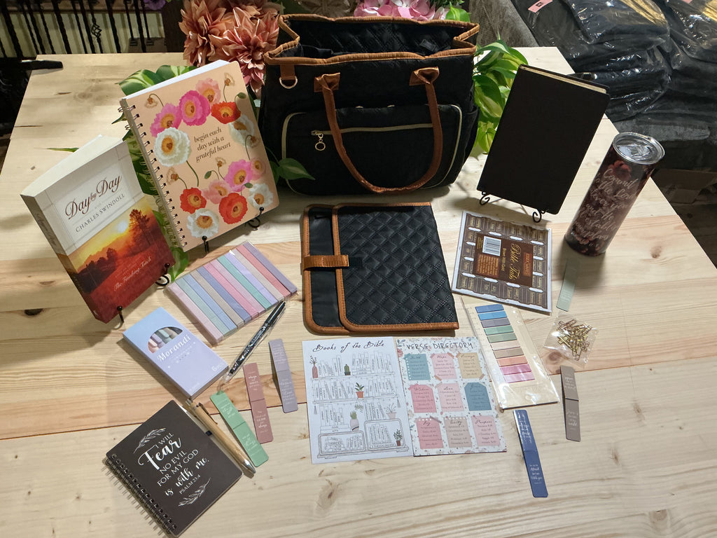 Black & Brown Quilted Bible Bag & KJV Bible Bundle