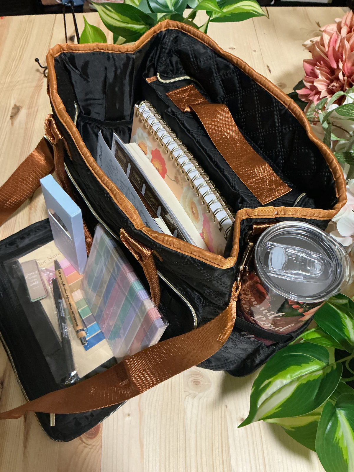 Black & Brown Quilted Bible Bag & KJV Bible Bundle
