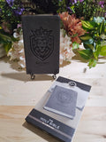 Grey KJV Bible with Lion, 8-Point Type