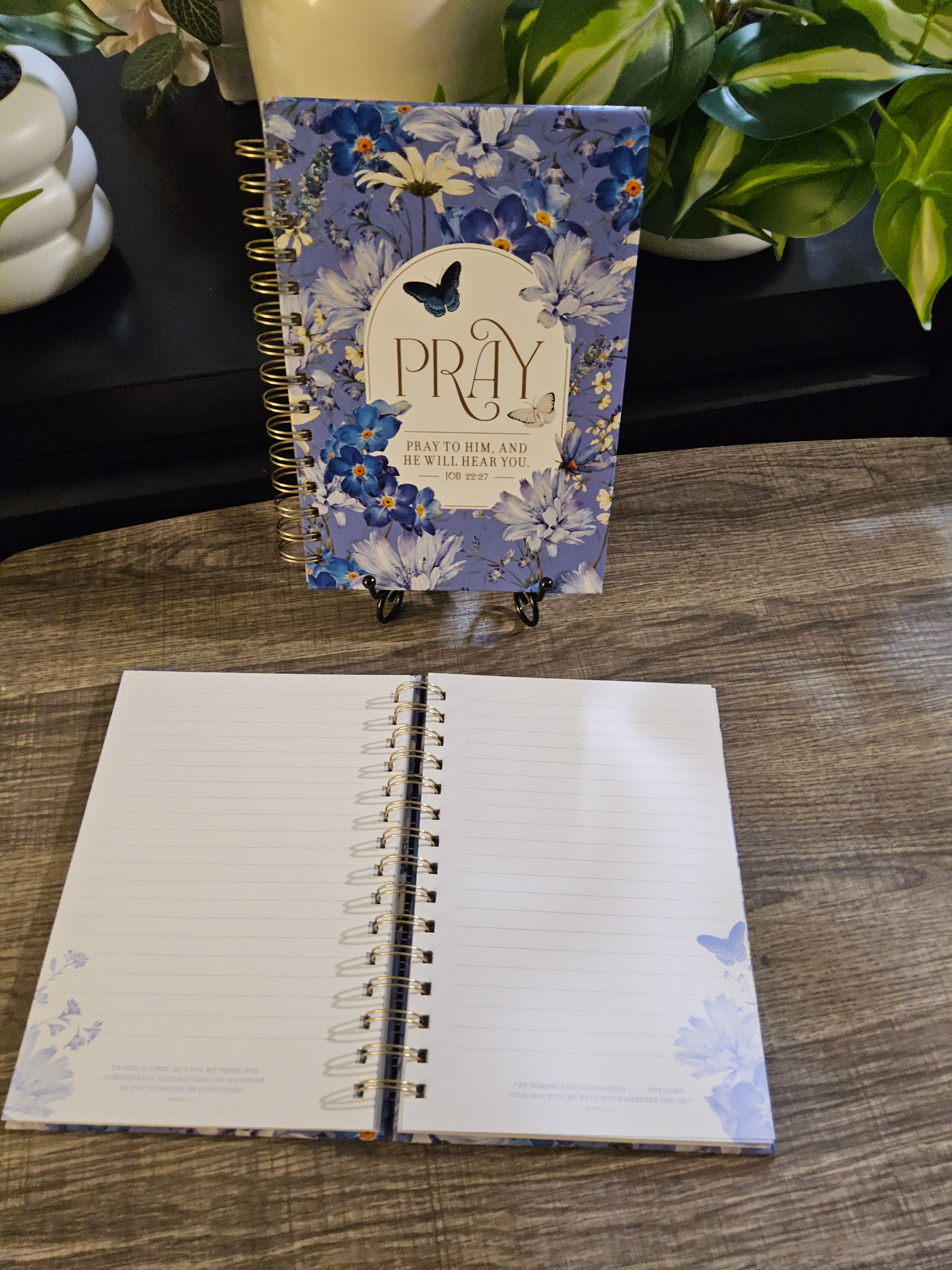Pray to Him – Christian Prayer Journal (Job 22:27) Blue Floral Hardcover