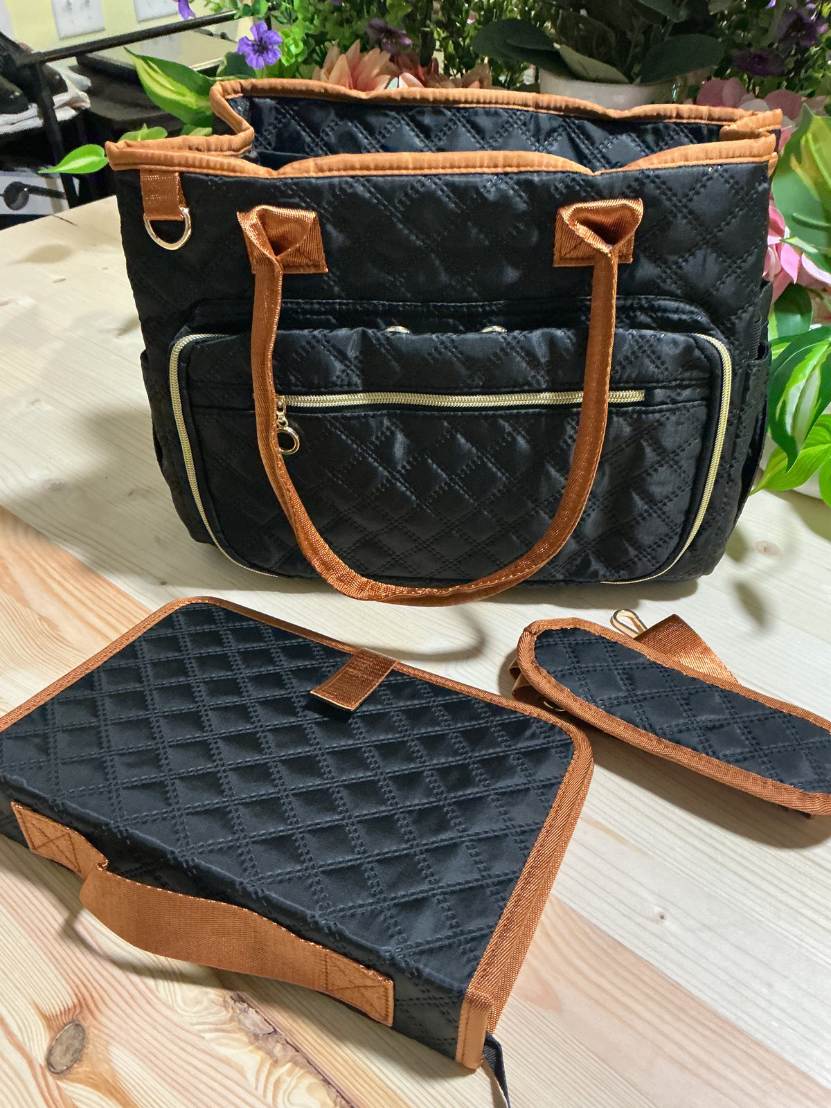 Quilted Bible Tote Bag with Bible Cover & Adjustable Strap