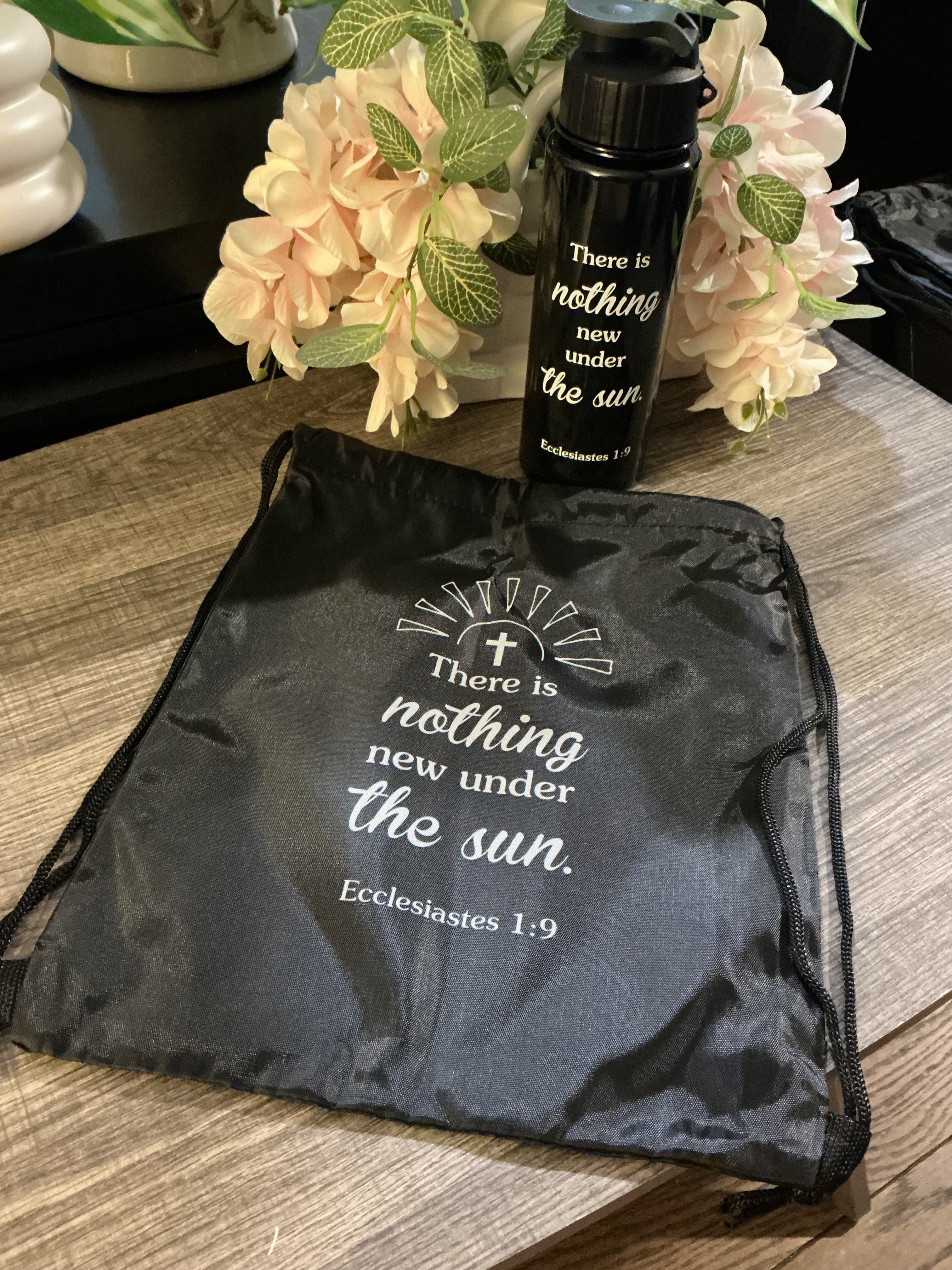 Faith Scripture Drawstring Bag & Water Bottle Set