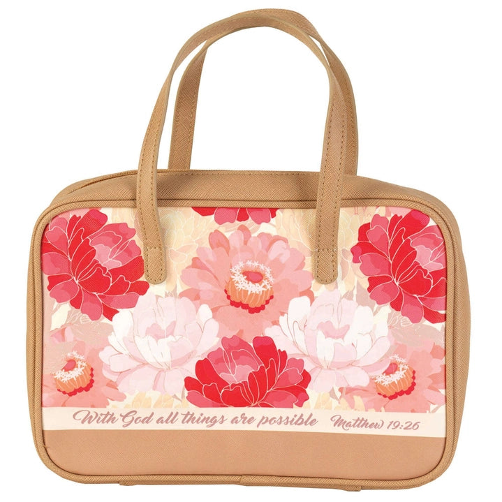 Floral Bible Tote Bag – “With God All Things Are Possible” (Matthew 19:26)